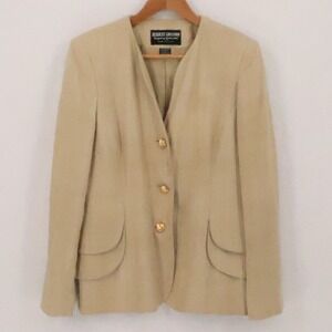 Herbert Grossman Vintage Raw Silk Blazer Womens Size 6 Quiet Luxury 80s 90s USA